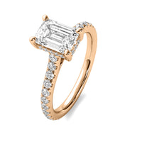 Tahlia Emerald Solitaire with Hidden Halo and Accent Stones
