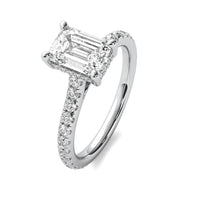 Tahlia Emerald Solitaire with Hidden Halo and Accent Stones