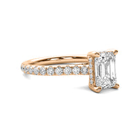 Tahlia Emerald Solitaire with Hidden Halo and Accent Stones