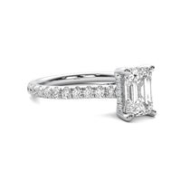 Tahlia Emerald Solitaire with Hidden Halo and Accent Stones