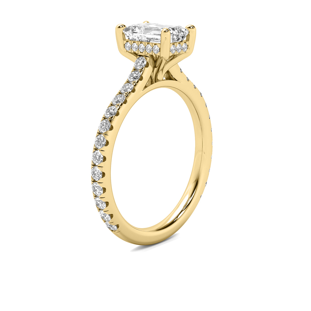 Tahlia Emerald Solitaire with Hidden Halo and Accent Stones