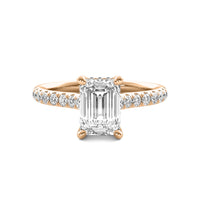Tahlia Emerald Solitaire with Hidden Halo and Accent Stones