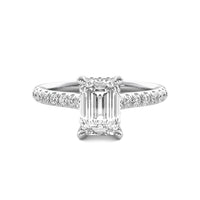 Tahlia Emerald Solitaire with Hidden Halo and Accent Stones