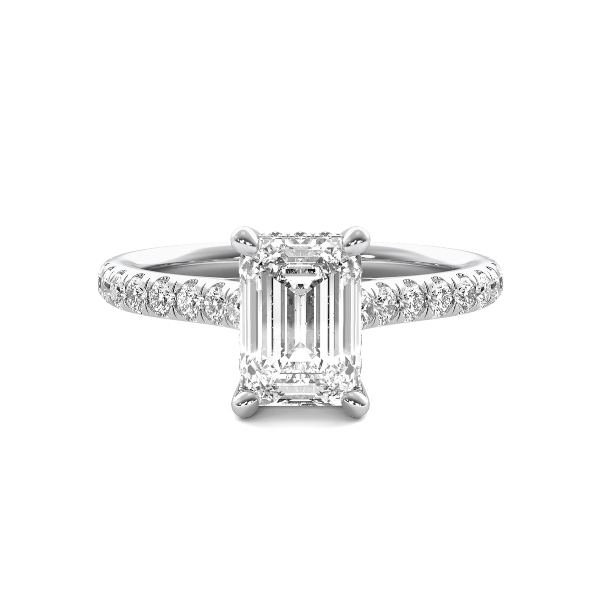 Tahlia Emerald Solitaire with Hidden Halo and Accent Stones