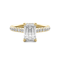 Tahlia Emerald Solitaire with Hidden Halo and Accent Stones