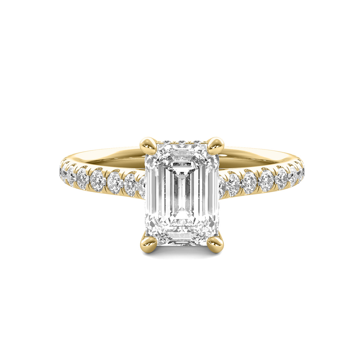 Tahlia Emerald Solitaire with Hidden Halo and Accent Stones