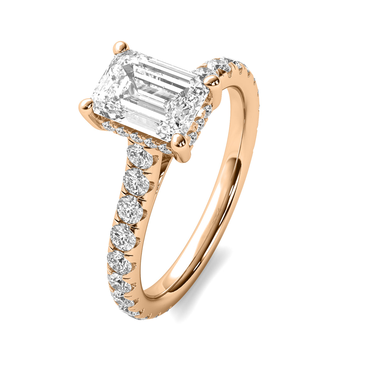 Tahlia Emerald Solitaire with Hidden Halo and Accent Stones