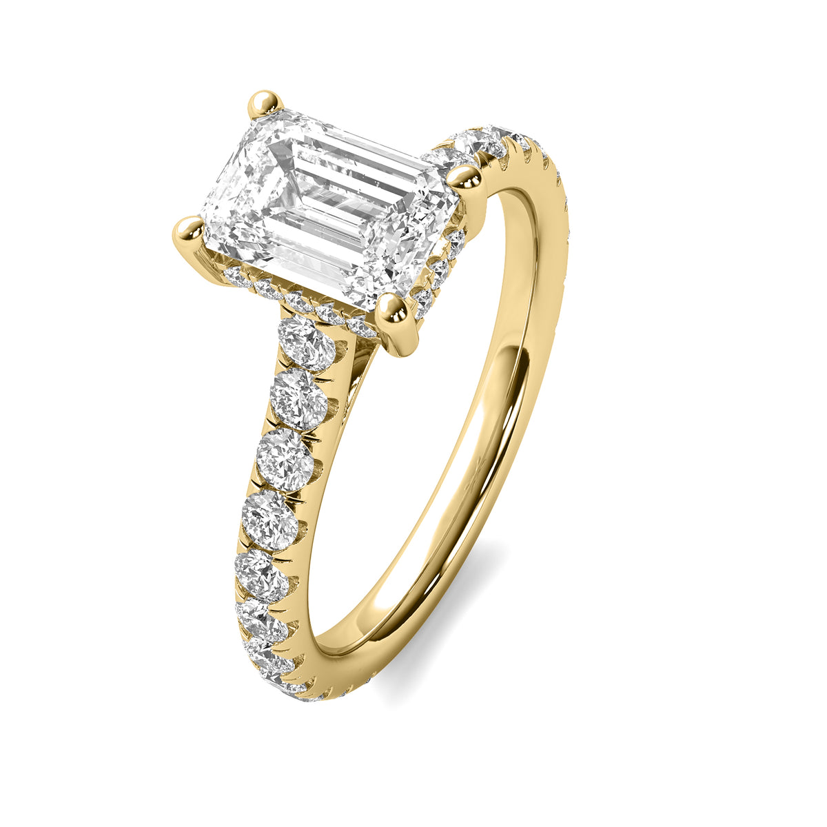Tahlia Emerald Solitaire with Hidden Halo and Accent Stones