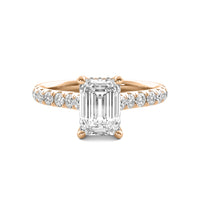 Tahlia Emerald Solitaire with Hidden Halo and Accent Stones