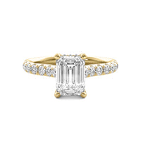 Tahlia Emerald Solitaire with Hidden Halo and Accent Stones