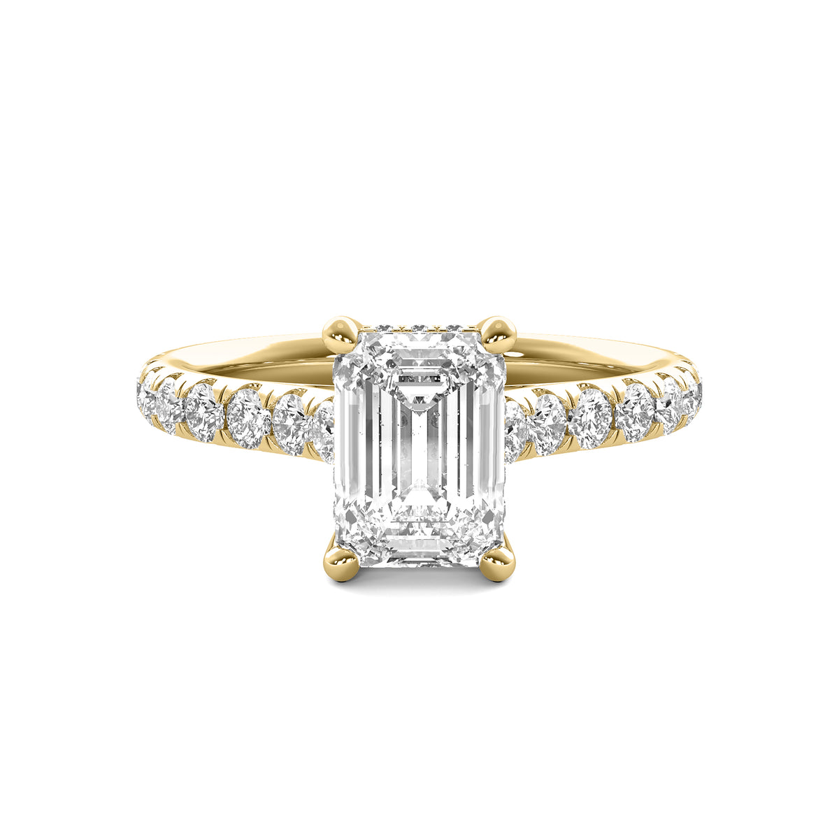 Tahlia Emerald Solitaire with Hidden Halo and Accent Stones