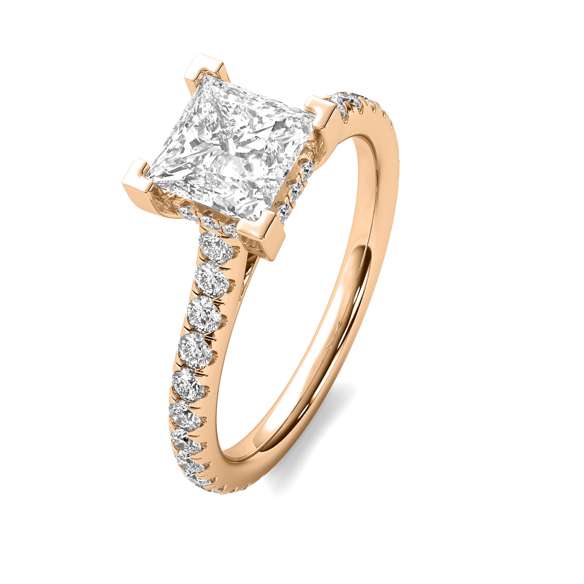 Reverie Princess Solitaire with Hidden Halo and Accent Diamonds