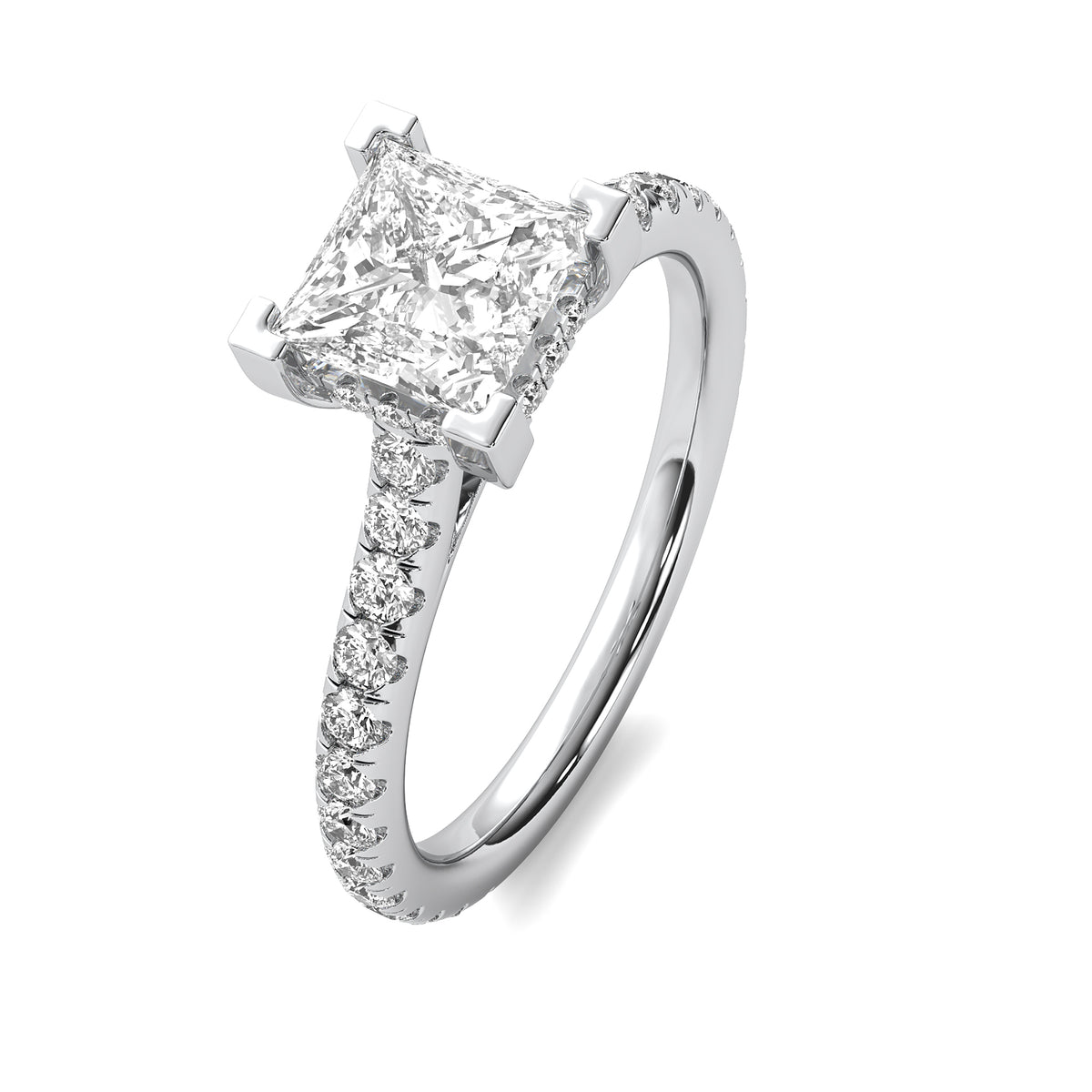 Reverie Princess Solitaire with Hidden Halo and Accent Diamonds