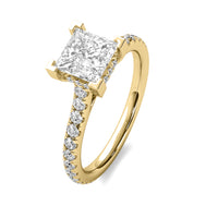 Reverie Princess Solitaire with Hidden Halo and Accent Diamonds