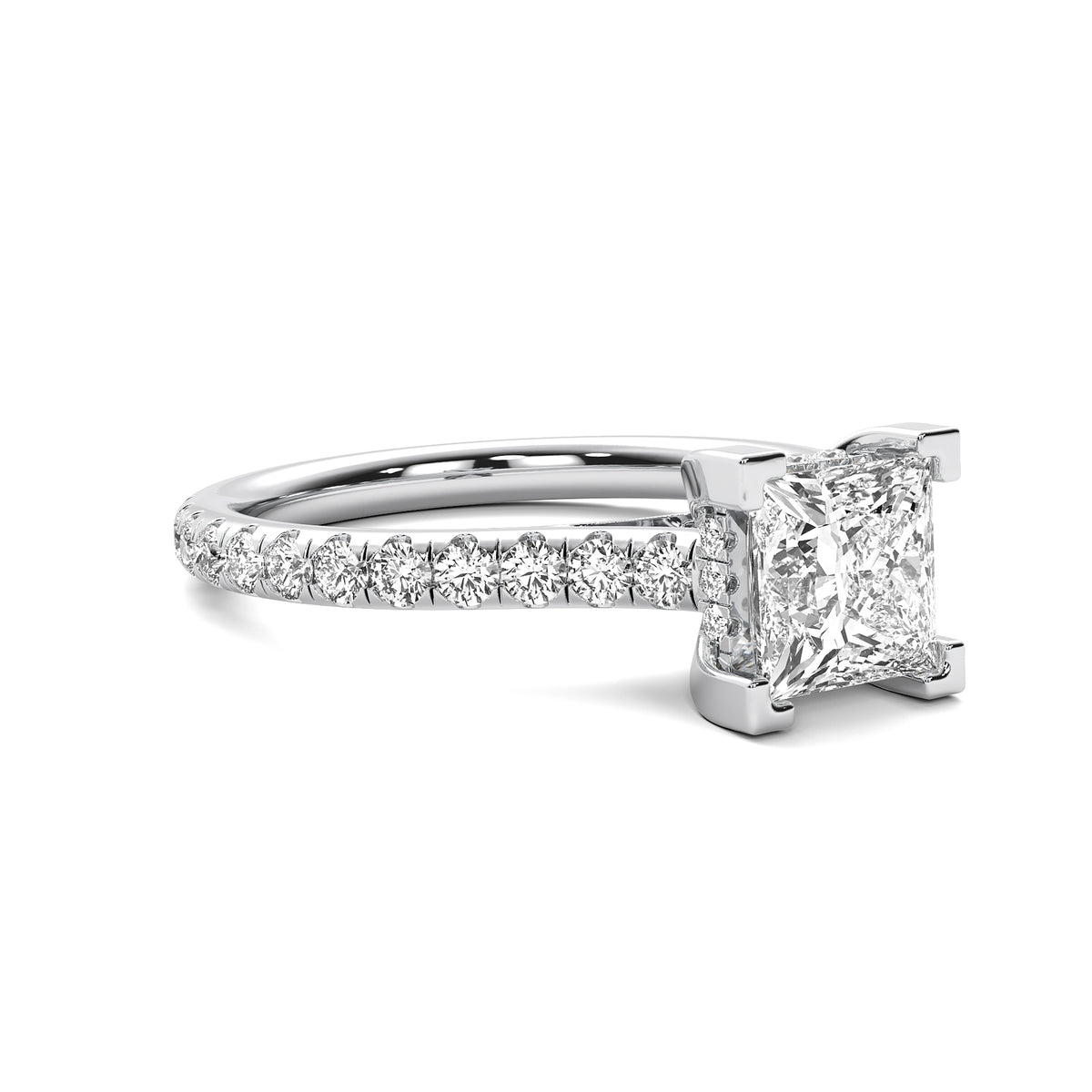 Reverie Princess Solitaire with Hidden Halo and Accent Diamonds