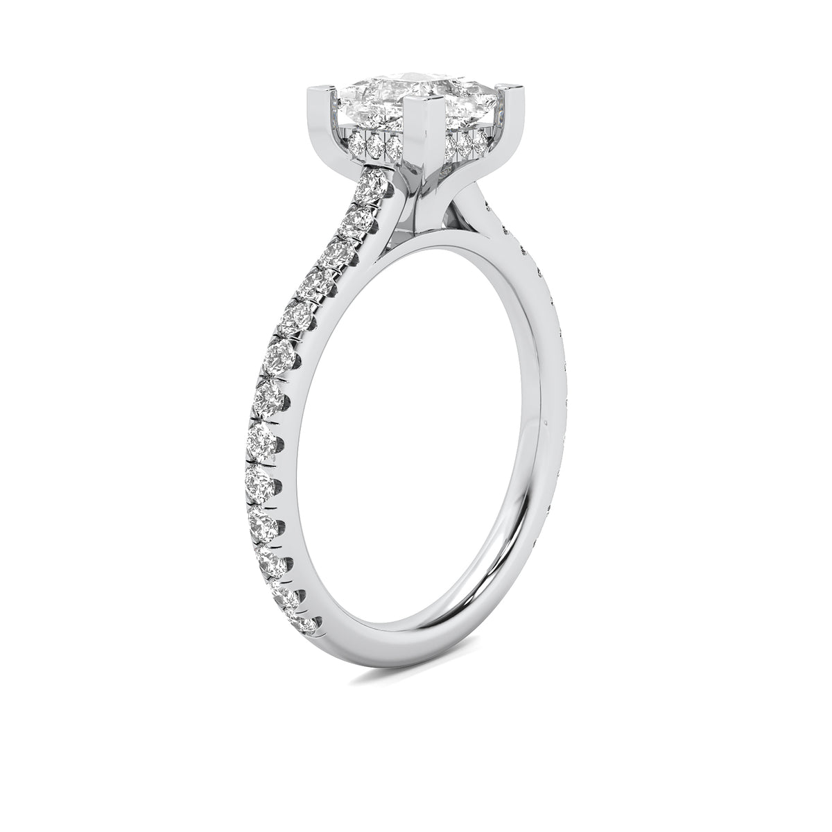 Reverie Princess Solitaire with Hidden Halo and Accent Diamonds