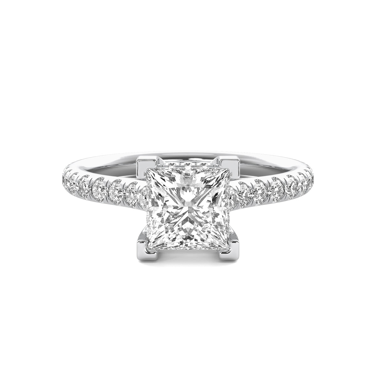 Reverie Princess Solitaire with Hidden Halo and Accent Diamonds