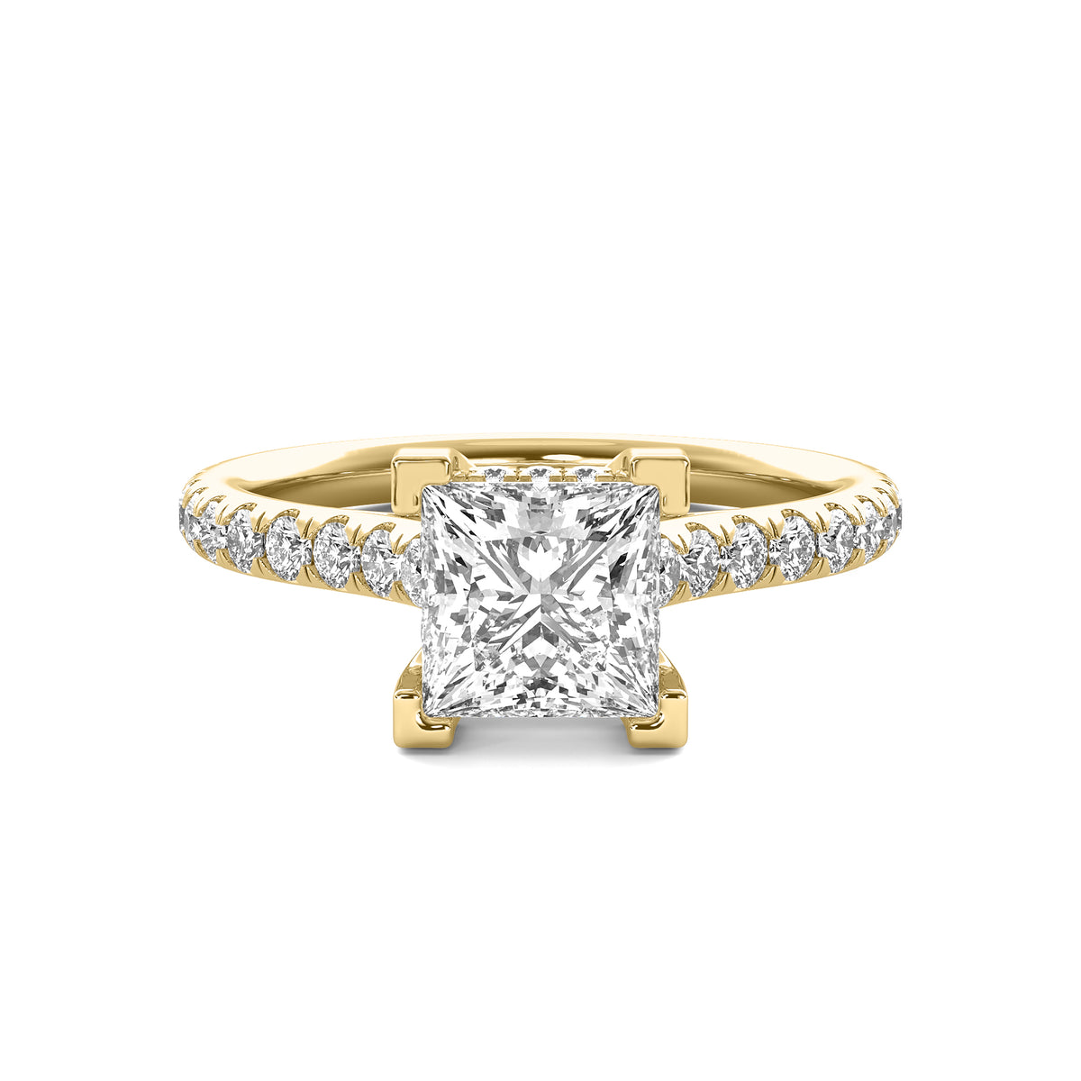 Reverie Princess Solitaire with Hidden Halo and Accent Diamonds