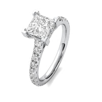 Reverie Princess Solitaire with Hidden Halo and Accent Diamonds