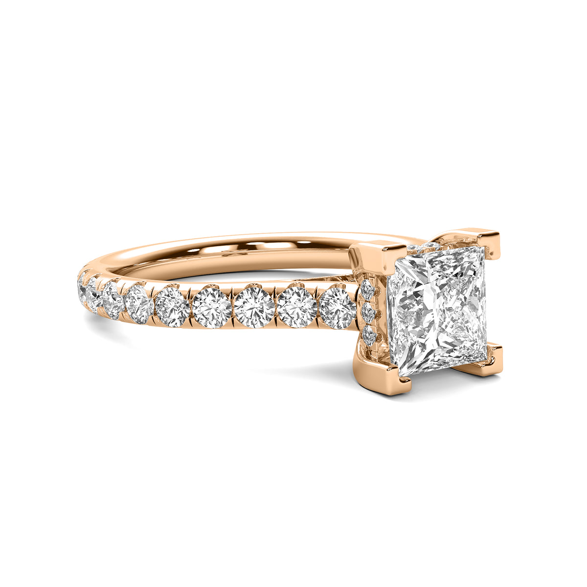 Reverie Princess Solitaire with Hidden Halo and Accent Diamonds