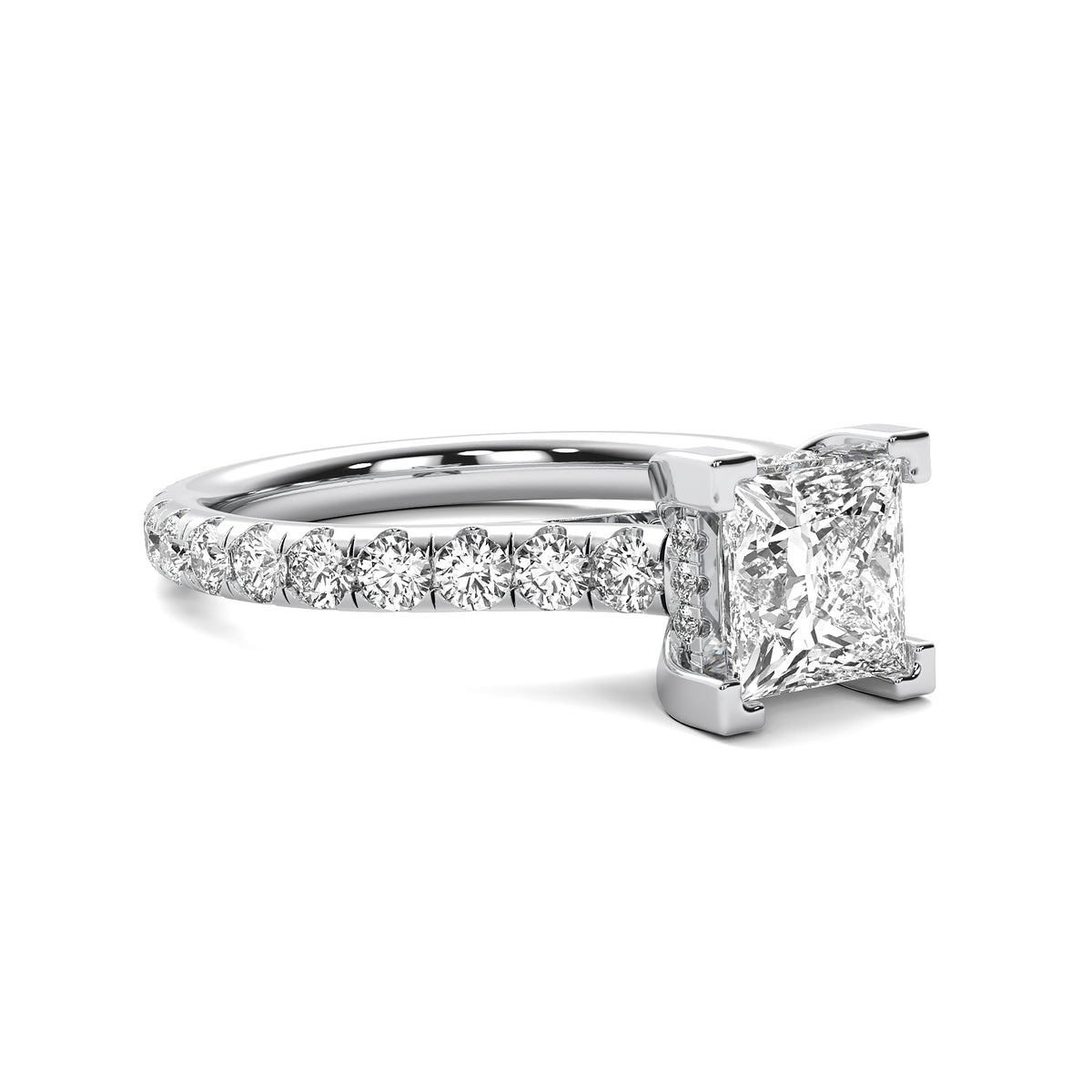 Reverie Princess Solitaire with Hidden Halo and Accent Diamonds