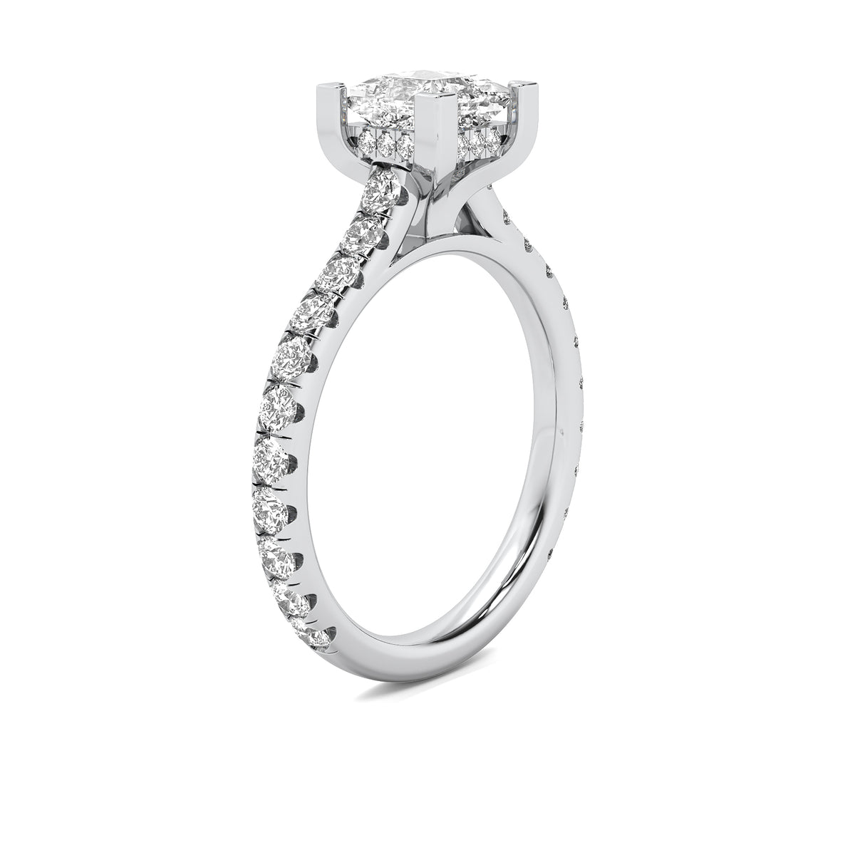 Reverie Princess Solitaire with Hidden Halo and Accent Diamonds