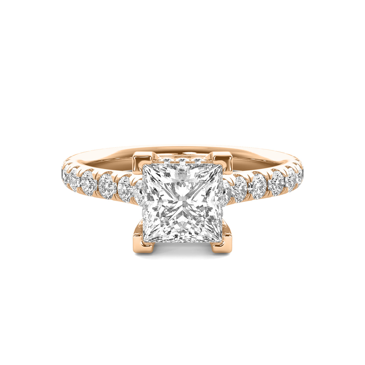 Reverie Princess Solitaire with Hidden Halo and Accent Diamonds
