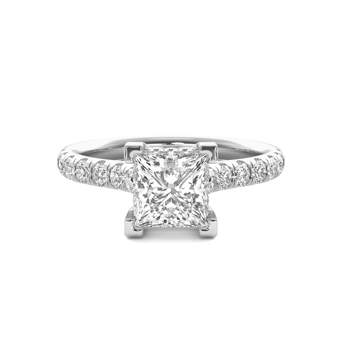 Reverie Princess Solitaire with Hidden Halo and Accent Diamonds