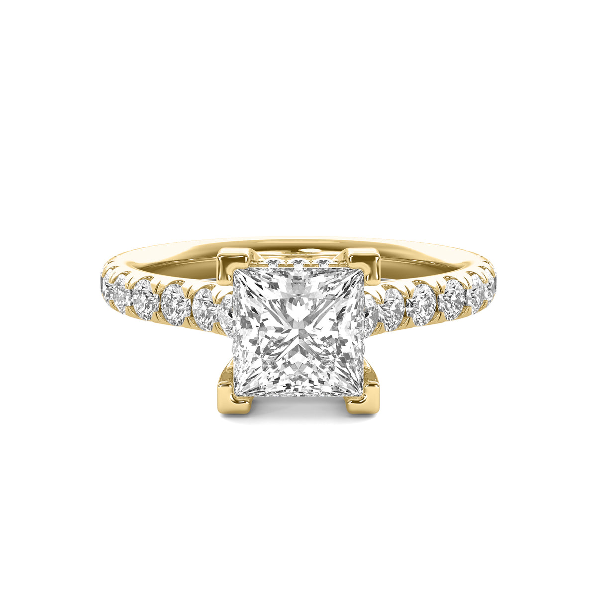 Reverie Princess Solitaire with Hidden Halo and Accent Diamonds