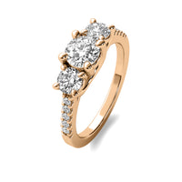 Jia Round Solitaire with Round Side Stones and Half Accent Diamonds
