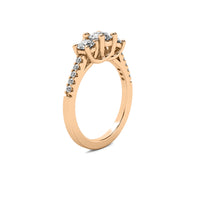 Jia Round Solitaire with Round Side Stones and Half Accent Diamonds