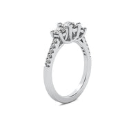 Jia Round Solitaire with Round Side Stones and Half Accent Diamonds