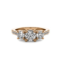 Jia Round Solitaire with Round Side Stones and Half Accent Diamonds