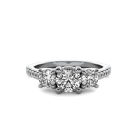Jia Round Solitaire with Round Side Stones and Half Accent Diamonds