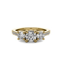 Jia Round Solitaire with Round Side Stones and Half Accent Diamonds
