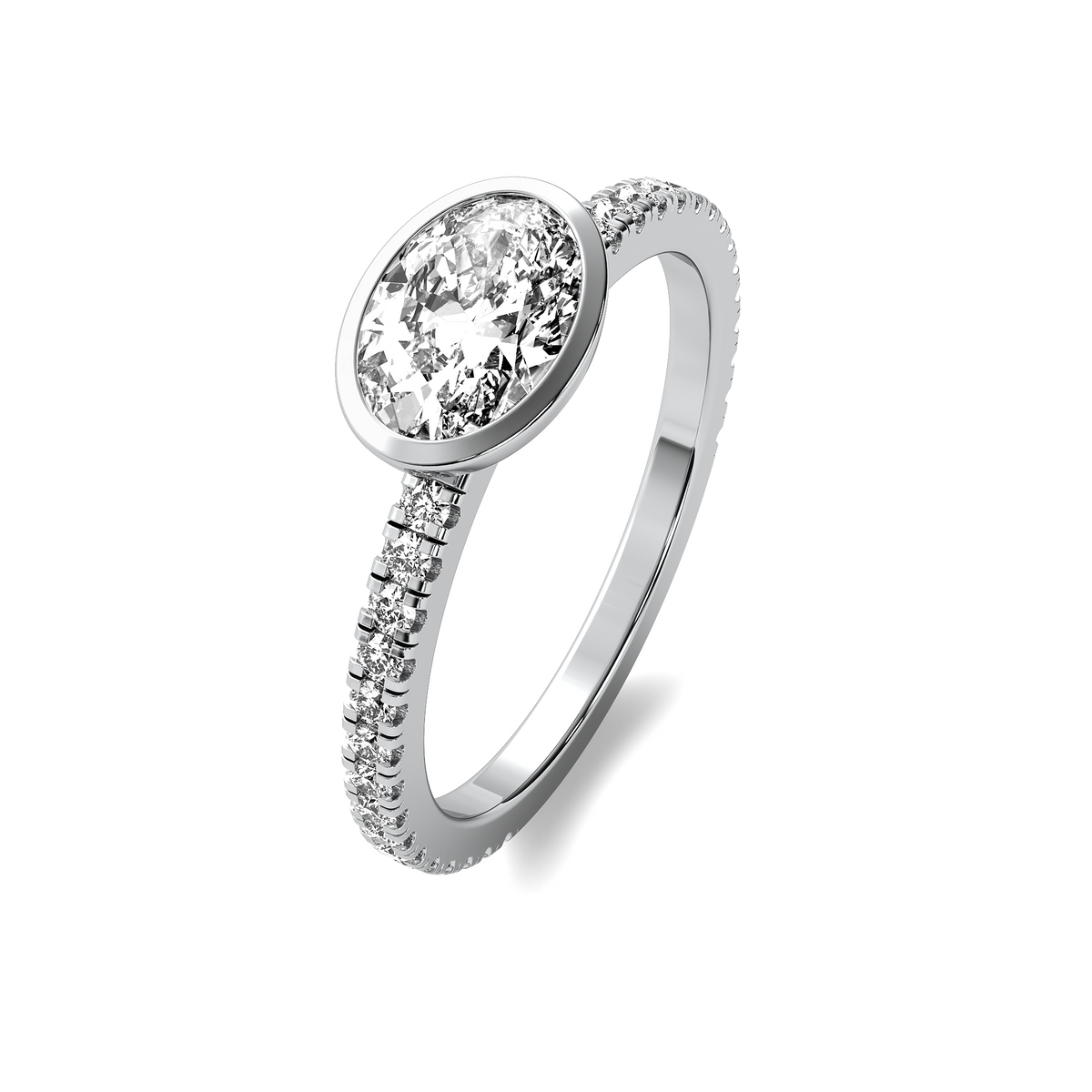 Bezel East West Accent Oval Diamond Ring