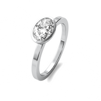 Bezel Oval East West Solitaire Diamond Ring