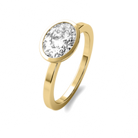 Bezel Oval East West Solitaire Diamond Ring