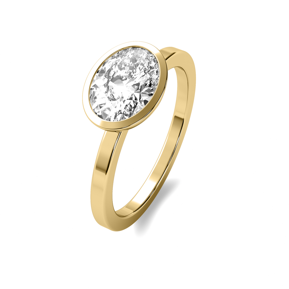 Bezel Oval East West Solitaire Diamond Ring