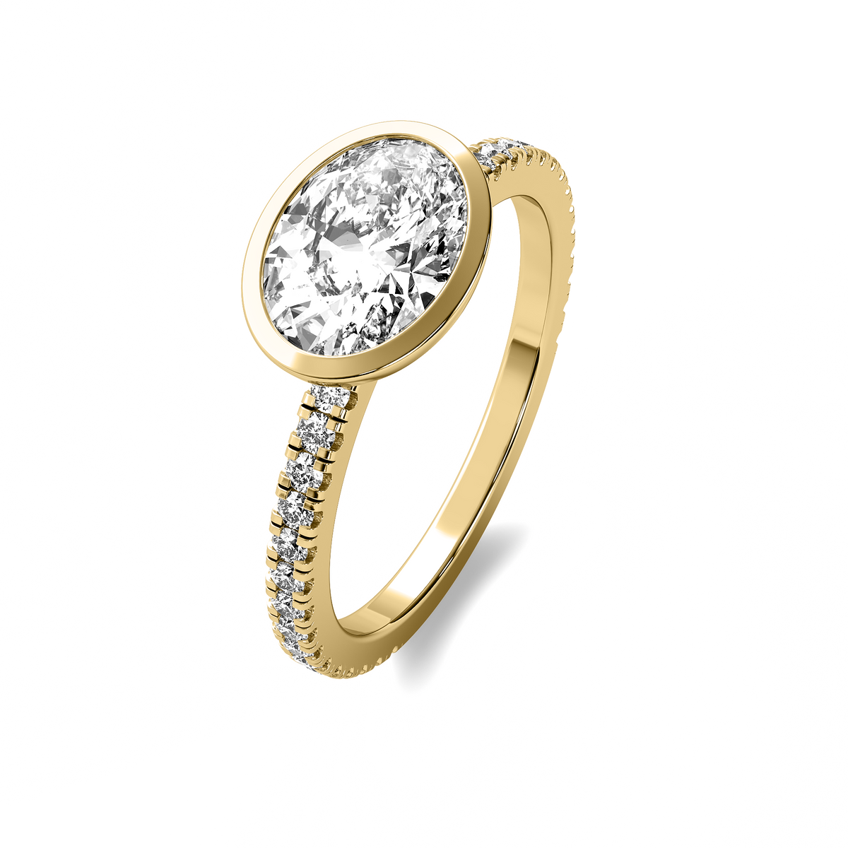 Bezel East West Accent Oval Diamond Ring