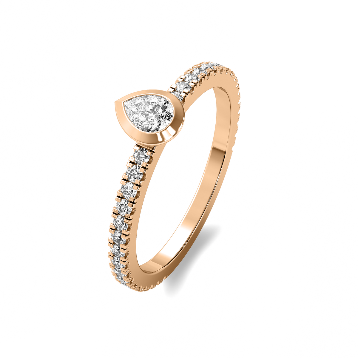 Bezel Accent Pear Diamond Ring
