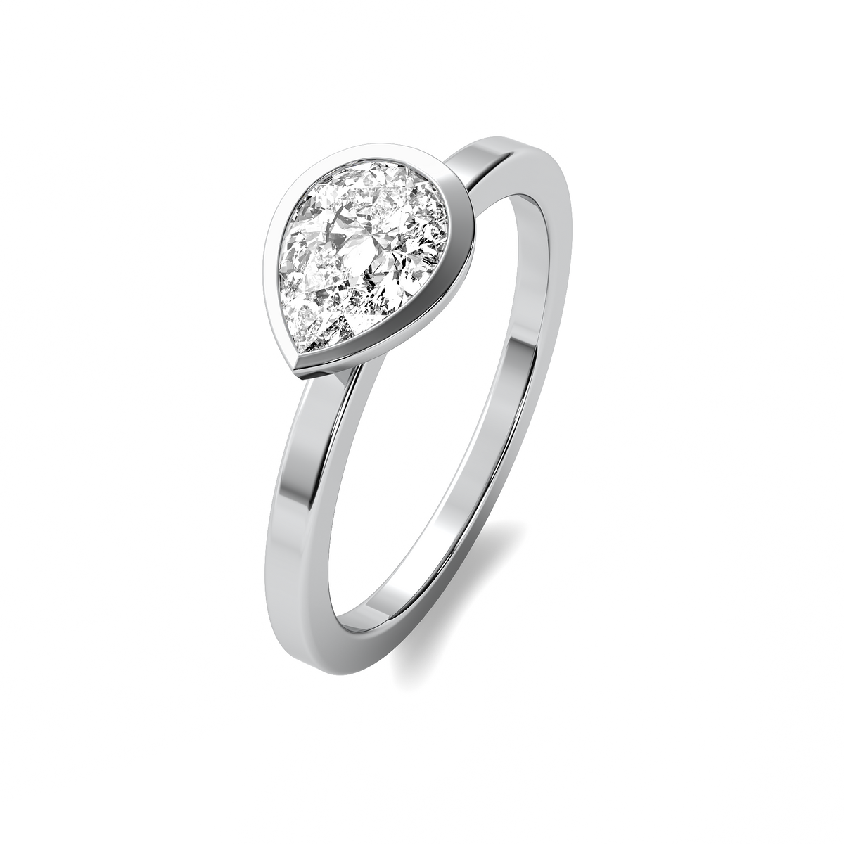 Bezel Pear East West Solitaire Diamond Ring
