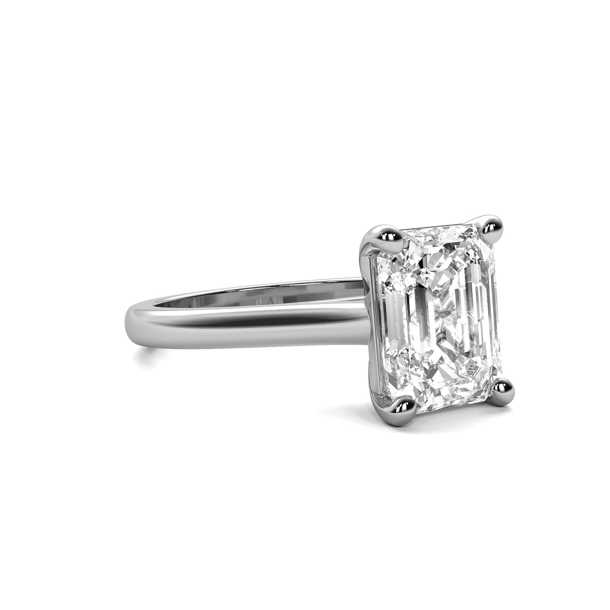 Cathedral Emerald Solitaire Diamond Ring