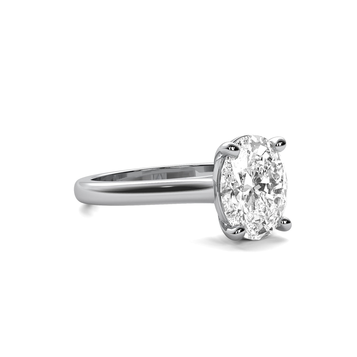Cathedral Oval Solitaire Diamond Ring