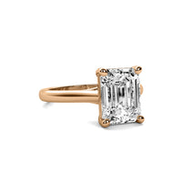 Modern Cathedral Emerald Solitaire Diamond Ring