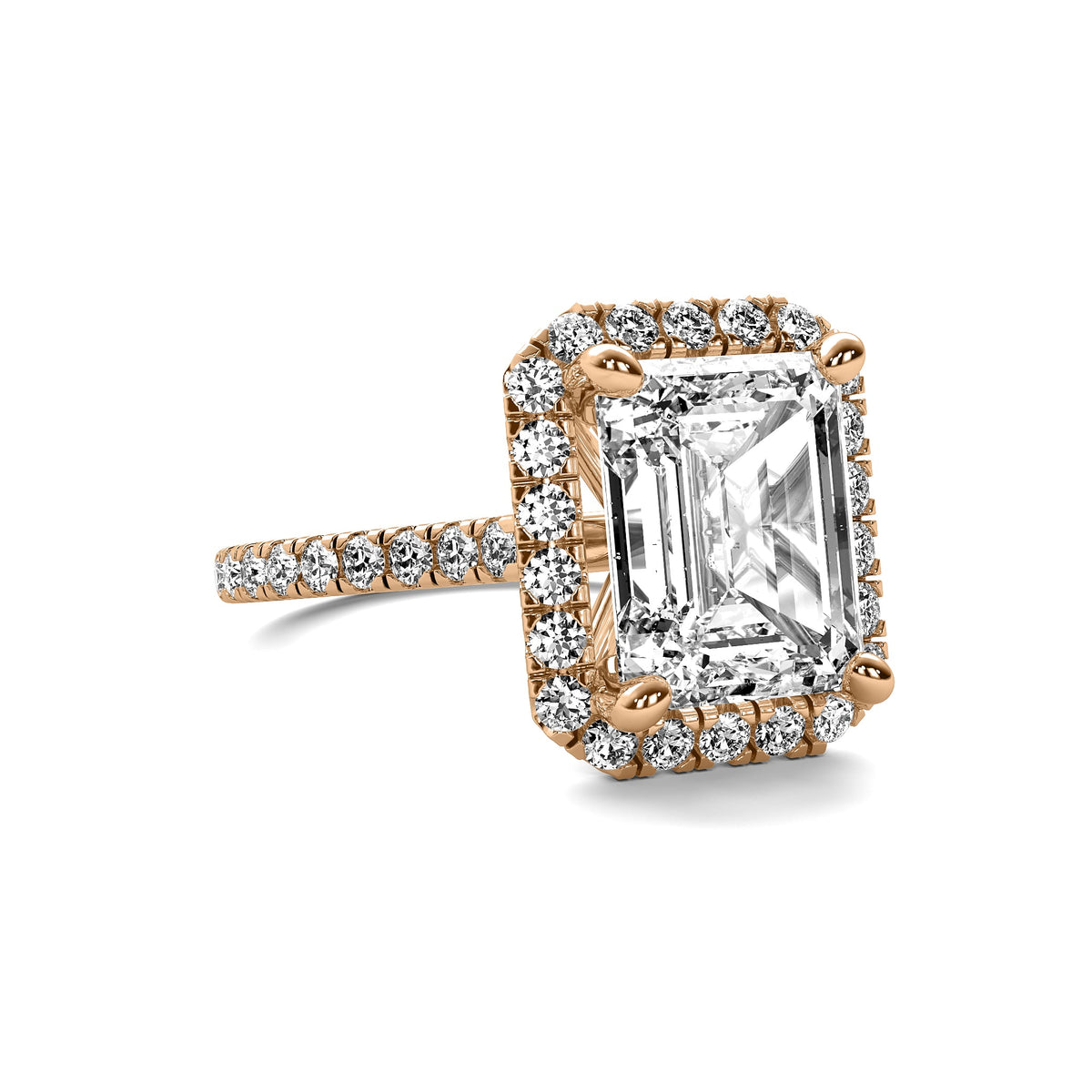 Ava Halo Accent Emerald Diamond Ring