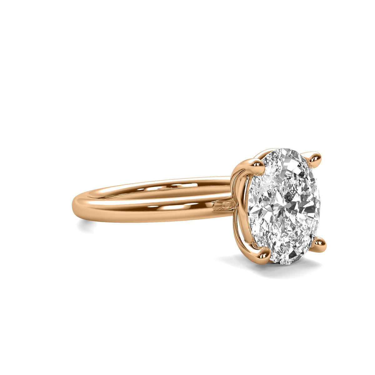 High Set Oval Solitaire Diamond Ring