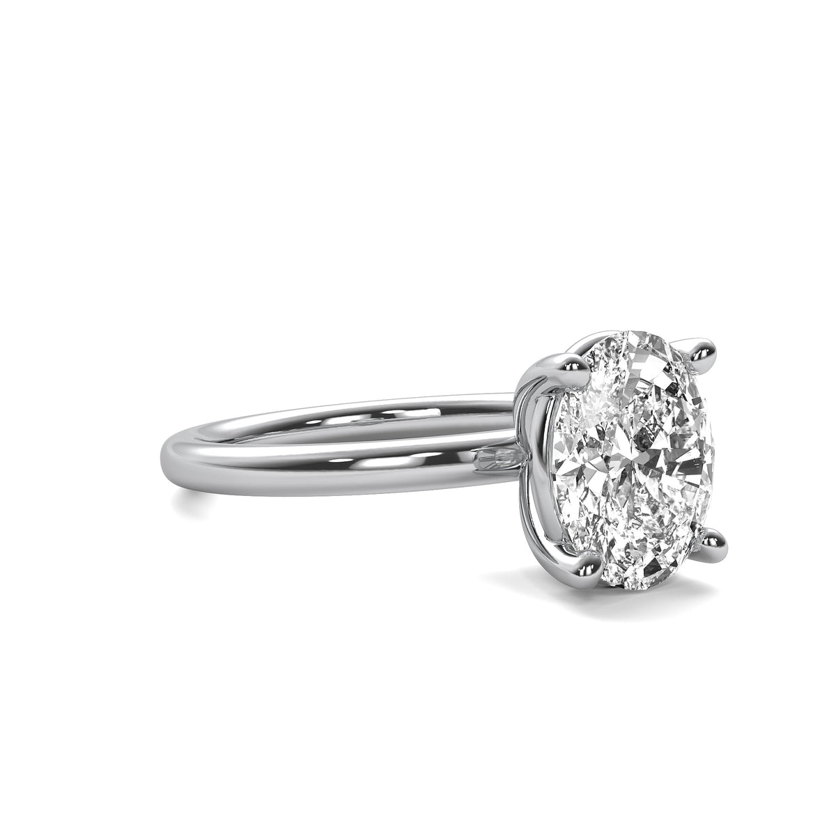 High Set Oval Solitaire Diamond Ring