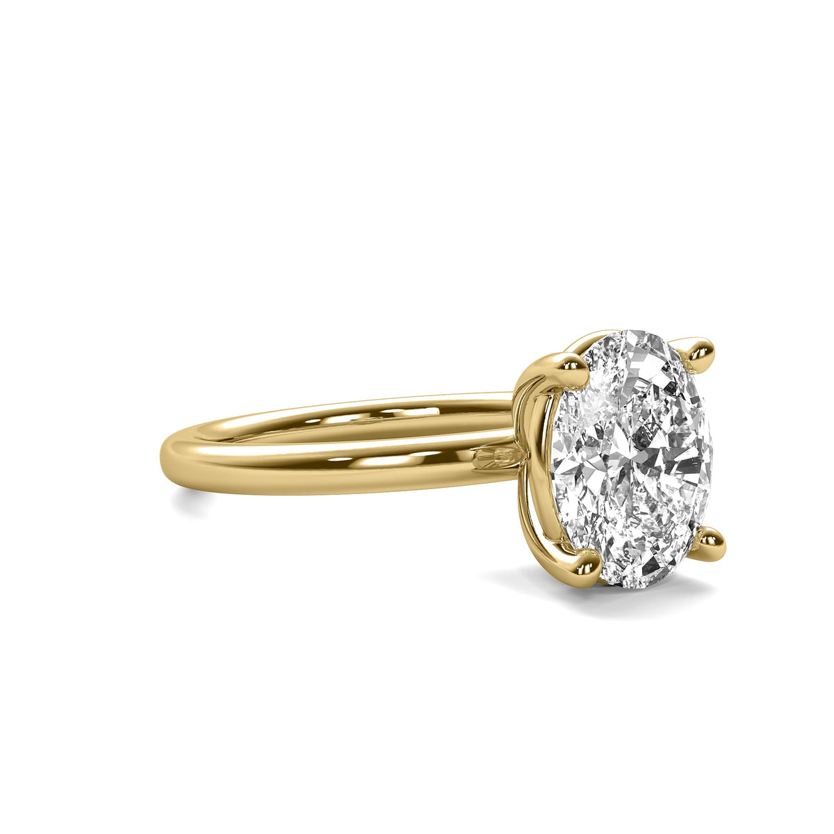 High Set Oval Solitaire Diamond Ring