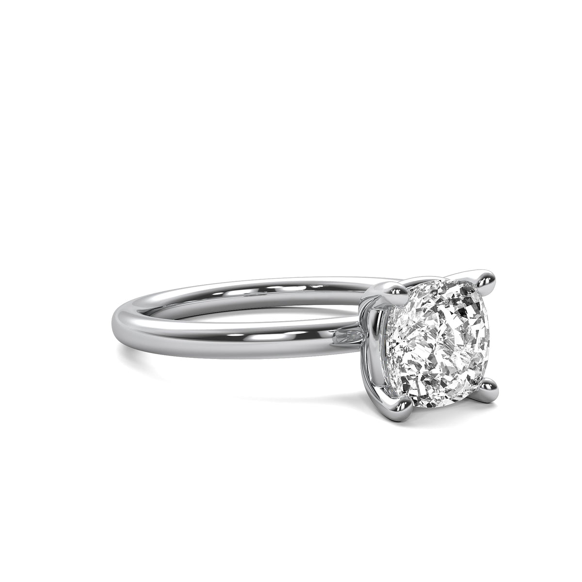 High Set Cushion Solitaire Diamond Ring